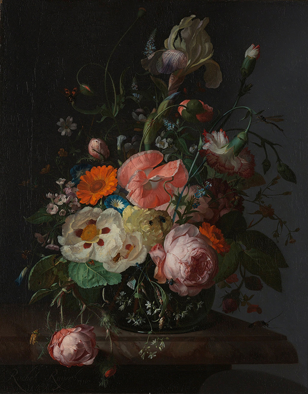 Những bức tranh hoa nổi tiếng thế giới 8 bức tranh bình hoa sống động mang tên Still Life With Flowers On a Marble Slab của họa sĩ nổi tiếng Rachel Ruysch người hà lan