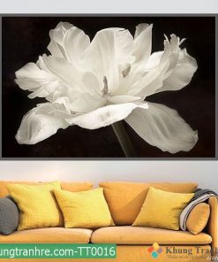 Tranh hoa trắng nền đen nghệ thuật TT0016