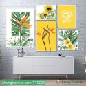 bộ 5 tranh thiên nhiên hoa lá tt0030