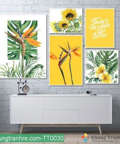 bộ 5 tranh thiên nhiên hoa lá tt0030