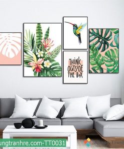 bộ 5 tranh thiên nhiên lá cây tt0031