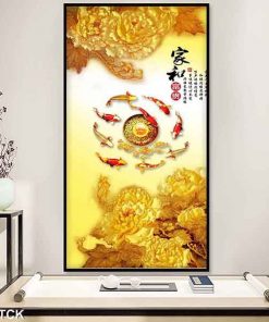 Tranh cá chép hoa mẫu đơn