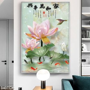 Tranh 3D ngọc quý hoa sen và đàn cá chép TT0451