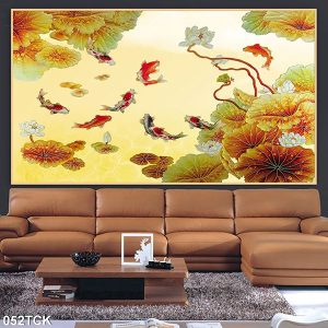 Tranh cá chép hoa sen nghệ thuật TT0454