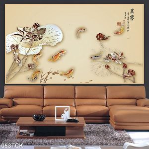 Tranh cá chép hoa sen đơn giản mà đẹp TT0455