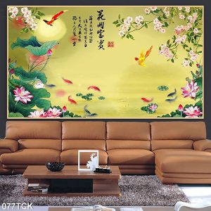 Tranh phong thủy cá chép hoa sen TT0460