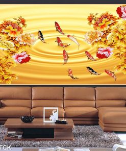 Tranh cá chép hoa mẫu đơn