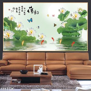 Tranh cá chép hoa sen trắng TT0469
