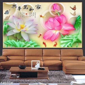 Tranh phong thủy cá chép hoa sen TT0489