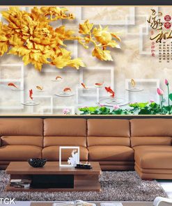 Tranh cá chép hoa mẫu đơn