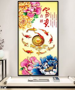 Tranh cá chép hoa mẫu đơn