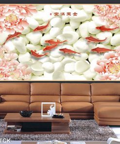 Tranh cá chép hoa mẫu đơn