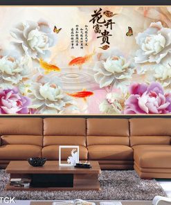 Tranh cá chép hoa mẫu đơn