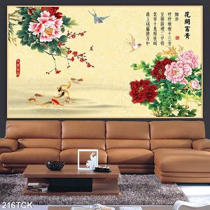 Tranh cá chép và hoa mẫu đơn TT0520