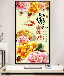 Tranh cá chép hoa mẫu đơn