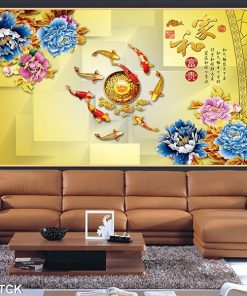 Tranh cá chép hoa mẫu đơn