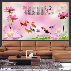 Tranh đàn cá chép và hoa sen TT0537
