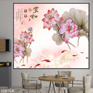Tranh đàn cá chép và hoa sen TT0538