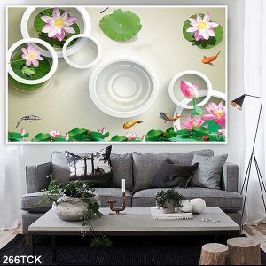 Tranh cá chép và hoa sen TT0542
