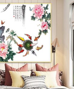 Tranh cá chép hoa mẫu đơn