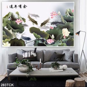 Tranh cá chép và hoa sen TT0552