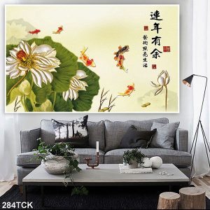 Tranh cá chép và hoa sen TT0553