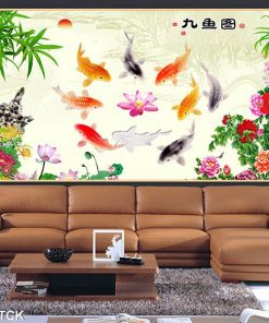 Tranh cá chép hoa mẫu đơn