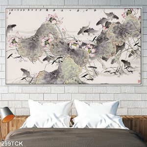 Tranh cá chép và hoa sen TT0561