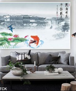 Tranh cá chép hoa sen