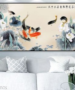 Tranh cá chép hoa sen