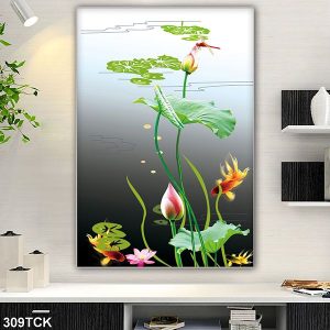 Tranh cá chép và hoa sen TT0566