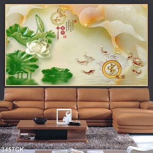 Tranh cá chép và hoa sen TT0574
