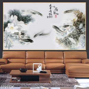 Tranh cá chép hoa sen trắng TT0582