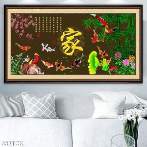 Tranh 3D phong thủy cá chép hoa sen TT0587