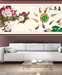 Tranh cá chép hoa mẫu đơn