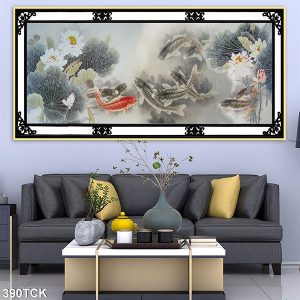 Tranh phong thủy cá chép hoa sen TT0594