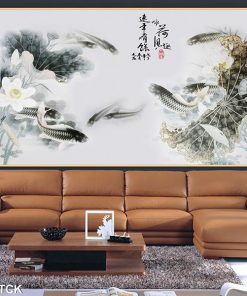 Tranh cá chép hoa sen