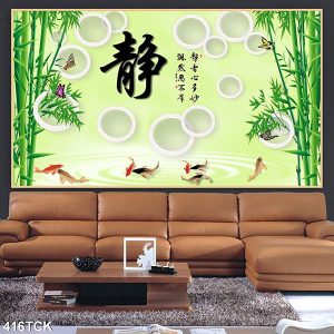 Tranh đàn cá chép bên khóm tre TT0612