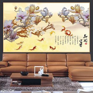 Tranh cá chép hoa mộc lan TT0615