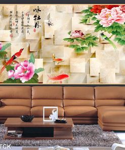 Tranh cá chép hoa mẫu đơn