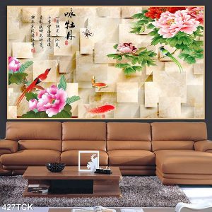 Tranh cá chép hoa mẫu đơn TT0621