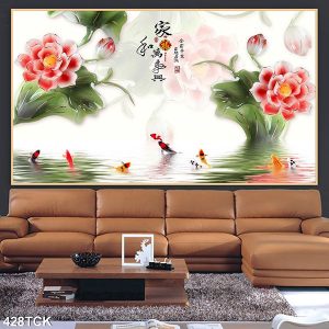 Tranh 3D giả ngọc cá chép hoa sen TT0622