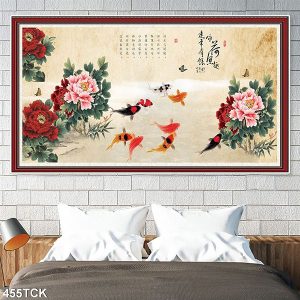 Tranh cá chép hoa mẫu đơn TT0641