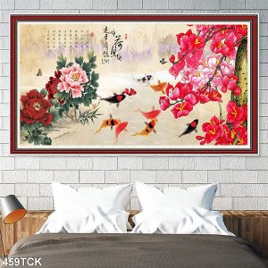 Tranh cá chép hoa mẫu đơn TT0645