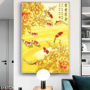 Tranh cá chép hoa mẫu đơn TT0671
