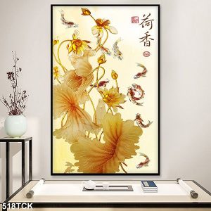 Tranh cá chép hoa sen vàng TT0673