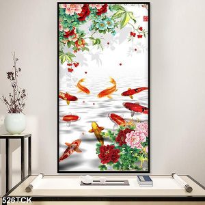 Tranh cá chép hoa mẫu đơn TT0678