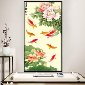 Tranh cá chép hoa mẫu đơn TT0682