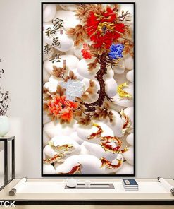 Tranh cá chép hoa mẫu đơn