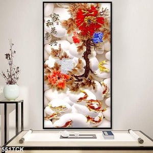 Tranh cá chép hoa mẫu đơn TT0694
